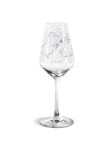 Mr. & Mrs. Panda Glas mit Gravur Mops Verliebt ohne Spruch in Transparent