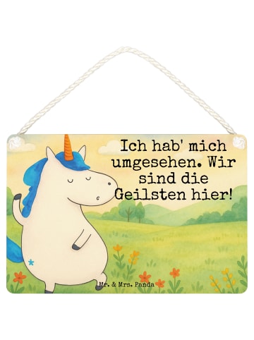 Mr. & Mrs. Panda Wandbild Holz Einhorn Mann Design mit Spruch in Weiß