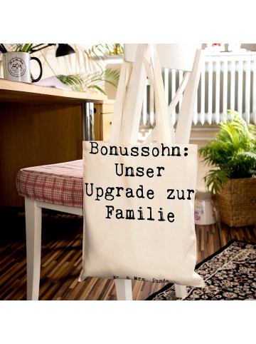 Mr. & Mrs. Panda Tragetasche Bonussohn Wertschätzung mit Spruch in Creme