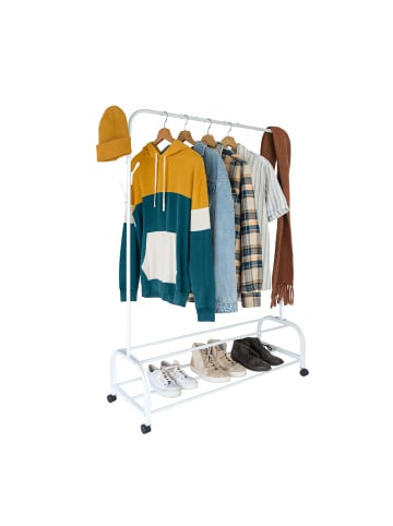 relaxdays Kleiderständer in Weiß - (B)110 x (H)160 x (T)40 cm