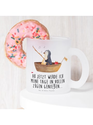 Mr. & Mrs. Panda Teeglas Pinguin Angelboot mit Spruch in Transparent