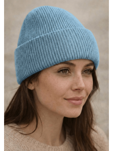Yuhu Beanie aus Polyester Unisex für Herbst und Winter in Hell-Blau