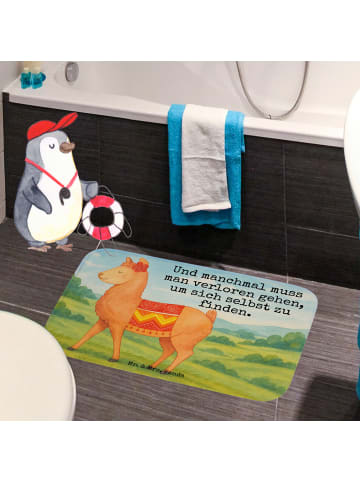 Mr. & Mrs. Panda Badteppich Alpaka Stolz Design mit Spruch in Weiß