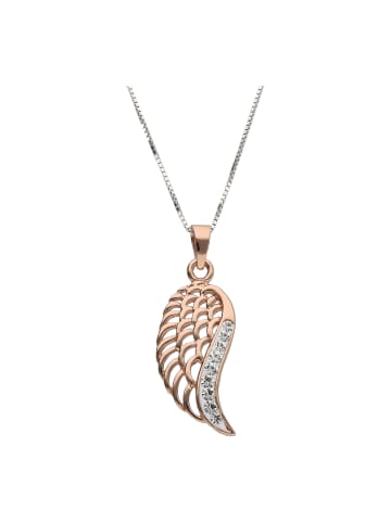 Smart Jewel Kette Mit Anhänger Flügel Und Kristall Steine in Rosé vergoldet