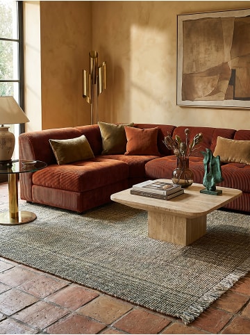 KADIMA DESIGN Jute-Teppich Handgewebt WEAVER 24% Wolle Naturfaser Boho Wohnzimmer in Grün