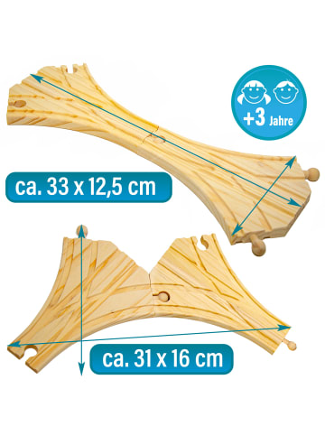 eyepower 2er Set Holzeisenbahn Weichen 18x12,5cm in Braun