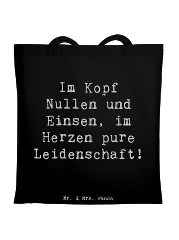 Mr. & Mrs. Panda Schultertasche Spruch Programmierer Herz mit Sp... in Schwarz