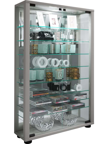 VCM  Glas Stand Vitrine Lumo Mini Spiegel in Silber