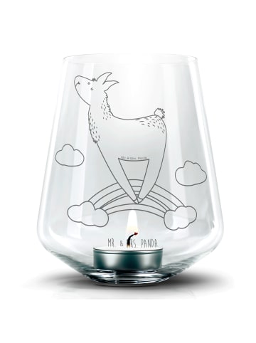 Mr. & Mrs. Panda Kerzenhalter Glas Lama Regenbogen ohne Spruch in Transparent