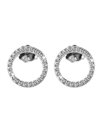 Adeliás Damen Ohrstecker Kreis aus 925 Silber mit Zirkonia in silber