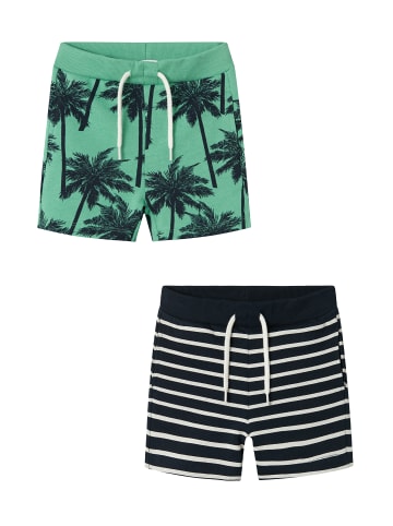 name it Shorts 2er-Set elastischer Bund Kordelzug in Blau-Grün