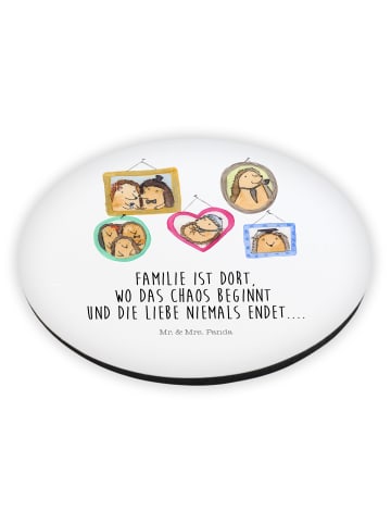 Mr. & Mrs. Panda Rund Magnet Igel Familie mit Spruch in Weiß