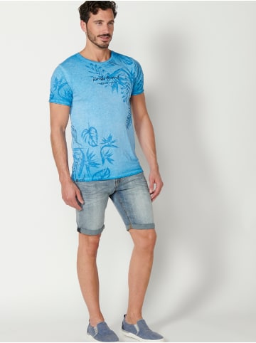 KOROSHI Kurzarm T-Shirt in blau