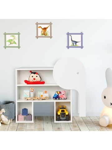 relaxdays Kinderregal "Elefant" in Weiß - (B)64,5 x (H)60,5 x (T)20,5 cm