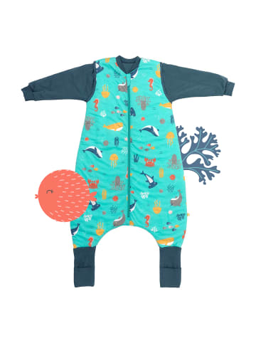 Schlummersack Schlafsack mit Füßen und umklappbaren Bündchen, 3.5 TOG in Hellblau