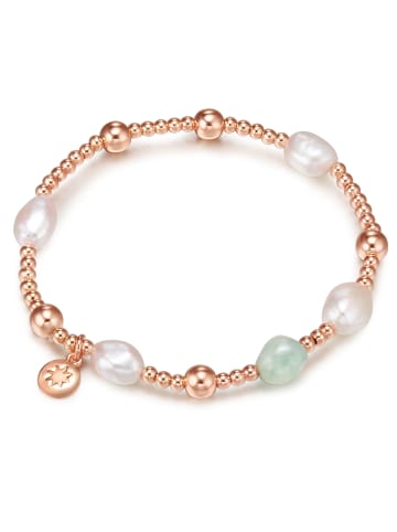 Lulu & Jane Perlen-Armband Metall-Legierung Aquamarin Süßwasser-Zuchtperle in roségold