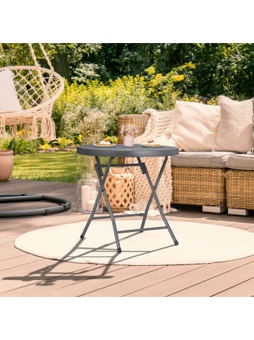 relaxdays Gartentisch in Grau - (H)74 x Ø 80 cm