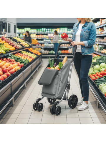 HOMCOM Einkaufswagen-58L x 44B x 100H cm-Grau