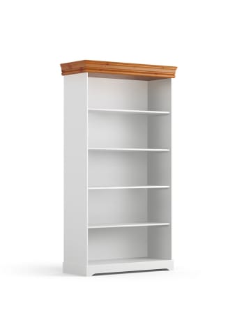 Feldmann-Wohnen Bücherregal Toskania Kiefer weiß (RAL 9003) / Natur gebeizt 96 / 37 / 194cm