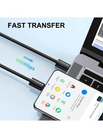 Platyne USB-C-auf-USB-C-Kabel in Schwarz
