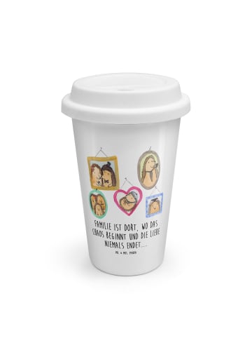 Mr. & Mrs. Panda Kaffeebecher Igel Familie mit Spruch in Weiß