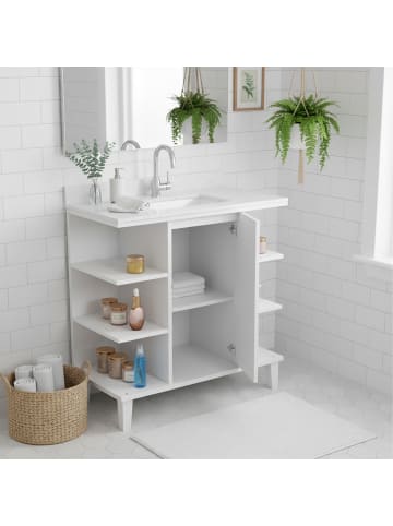 relaxdays Waschbeckenunterschrank in Weiß - (B)64 x (H)65 x (T)31 cm