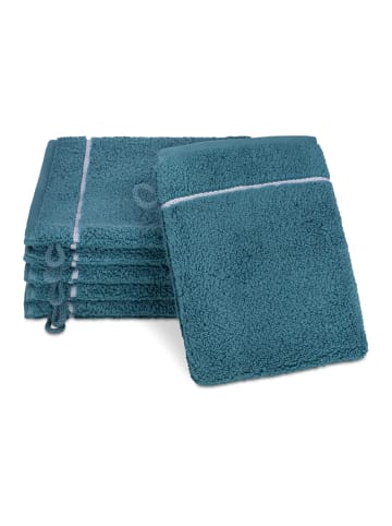 Ross 6 X Waschhandschuh im Set Sensual Skin Karo in Pazifik