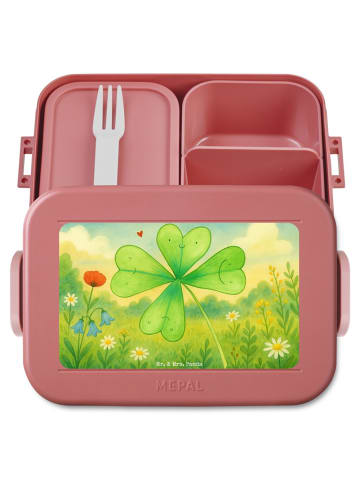 Mr. & Mrs. Panda Vesperbox Blume Kleeblatt Design ohne Spruch in Rot Pastell