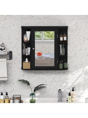 COSTWAY Badezimmerspiegelschrank in Schwarz