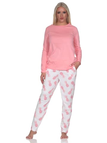 NORMANN Langarm Pyjama Schlafanzug Homewear Ananas in rosa