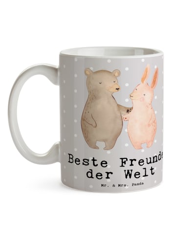 Mr. & Mrs. Panda Tasse Hase Beste Freunde der Welt mit Spruch in Grau Pastell