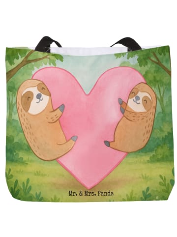 Mr. & Mrs. Panda Tasche Faultiere Herz Design ohne Spruch in Weiß