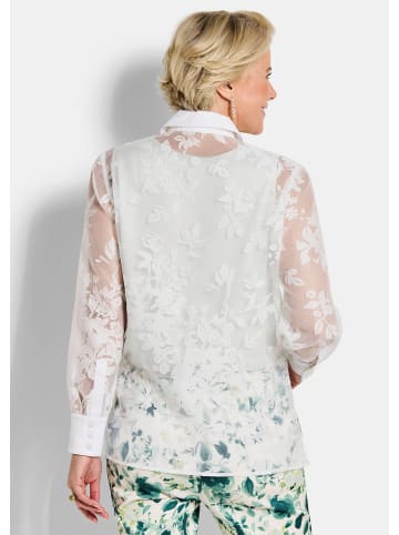 GOLDNER Kurzgröße:  Hemdbluse mit floralem Muster in weiß