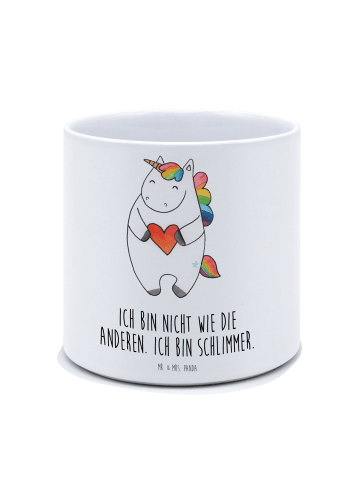 Mr. & Mrs. Panda Großer Blumentopf Einhorn Herz mit Spruch in Weiß