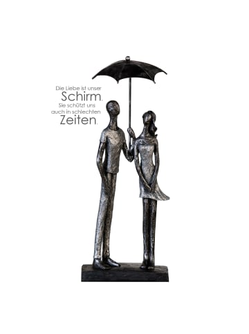 GILDE Skulptur "Umbrella" in Grau/ Silber - H. 36 cm - B. 14 cm