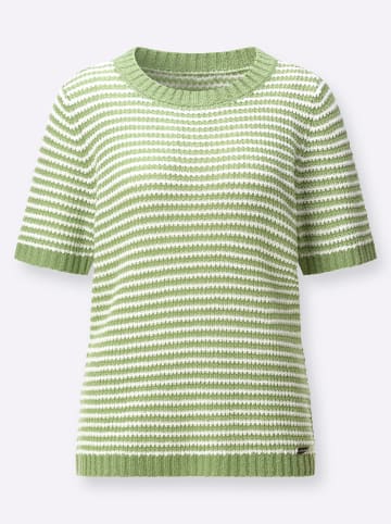 WITT WEIDEN Kurzarm-Pullover in eucalyptus-ecru-geringelt