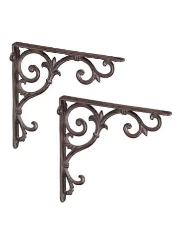 relaxdays 4 x Regalwinkel "Barocke Ornamente" in Braun