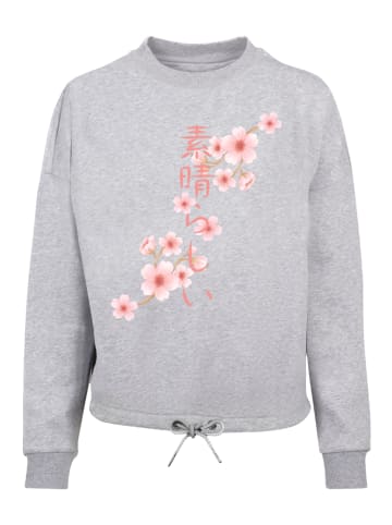 F4NT4STIC Oversize Sweatshirt Kirschblüten Asien in grau meliert