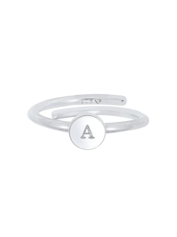 Elli Ring 925 Sterling Silber Buchstabe, Buchstabe - A, Plättchen in Silber