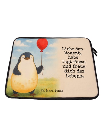 Mr. & Mrs. Panda Laptop Tasche Pinguin Luftballon Design mit Spruch in Weiß