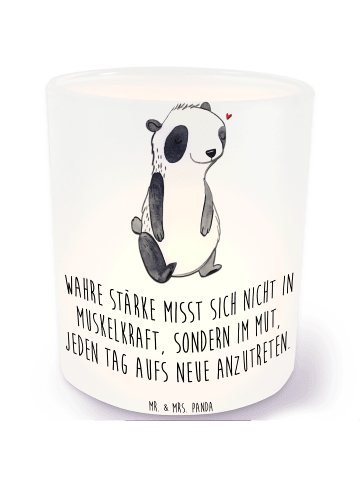 Mr. & Mrs. Panda Teelichthalter Panda Muskelatrophie mit Spruch in Transparent