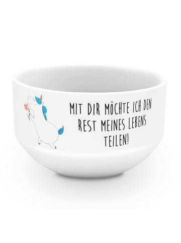 Mr. & Mrs. Panda Müslischale Einhorn Blume mit Spruch in Weiß