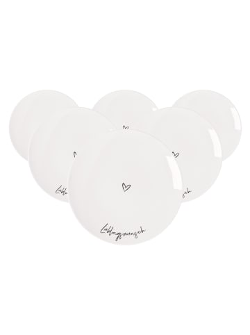 Villeroy & Boch 6er Set Frühstücksteller Lieblingsmensch Statement ø 21,2 cm in weiß