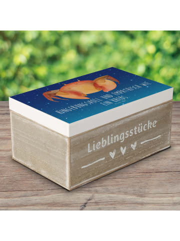 Mr. & Mrs. Panda Holzkiste Sternzeichen Krebs mit Spruch in Sternenhimmel Blau