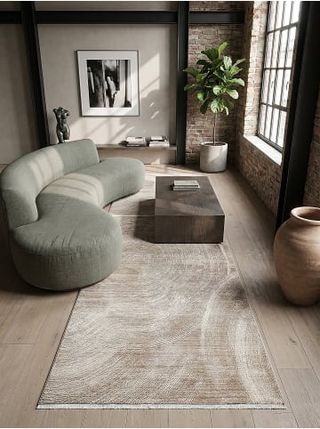 KADIMA DESIGN Teppich Kurzflor Abstrakt pflegeleicht Wohnzimmer Schlafzimmer Flur in Beige