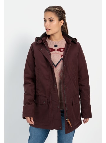 Camel Active Wachsjacke mit abnehmbarer Kapuze in Dunkelrot