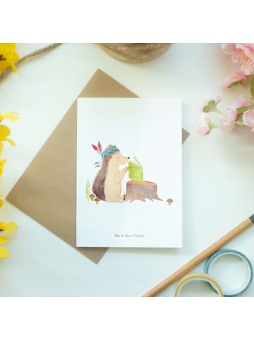 Mr. & Mrs. Panda babykarte Igel Federschmuck ohne Spruch in Weiß