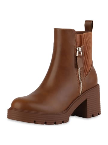 VAN HILL Klassische Stiefeletten Anna in Hellbraun