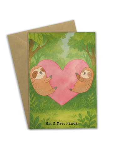 Mr. & Mrs. Panda Beileidskarte Faultiere Herz Design ohne Spruch in Weiß