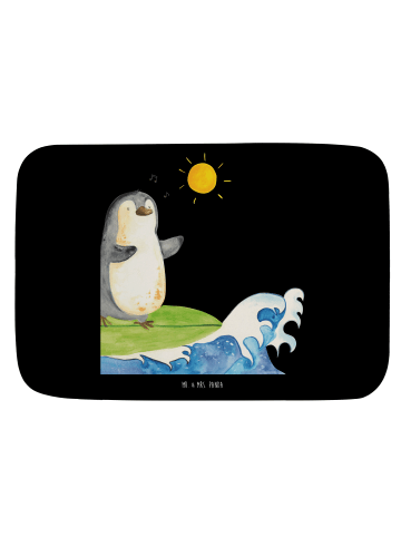 Mr. & Mrs. Panda Badezimmerteppich Pinguin Surfer ohne Spruch in Schwarz
